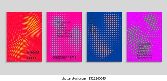 Minimal abstract vector halftone cover design template. Future geometric gradient background. Vector templates for placards, banners, flyers, presentations and reports