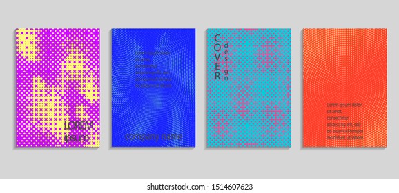 Minimal abstract vector halftone cover design template. Future geometric gradient background. Vector templates for placards, banners, flyers, presentations and reports