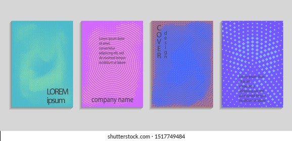 Minimal abstract vector halftone cover design template. Future geometric gradient background. Vector templates for placards, banners, flyers, presentations and reports