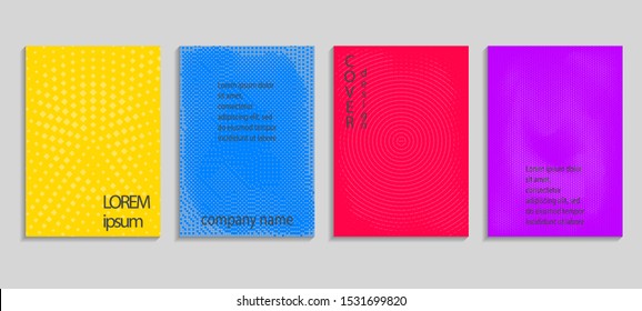 Minimal abstract vector halftone cover design template. Future geometric gradient background. Vector templates for placards, banners, flyers, presentations and reports