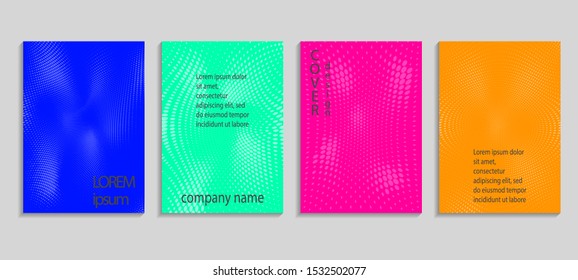 Minimal abstract vector halftone cover design template. Future geometric gradient background. Vector templates for placards, banners, flyers, presentations and reports