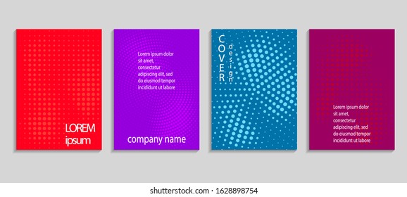 Minimal abstract vector halftone cover design template. Future geometric gradient background. Vector templates for placards, banners, flyers, presentations and reports