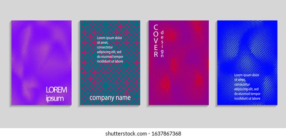 Minimal abstract vector halftone cover design template. Future geometric gradient background. Vector templates for placards, banners, flyers, presentations and reports