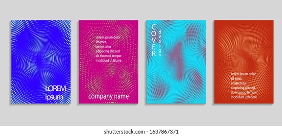 Minimal abstract vector halftone cover design template. Future geometric gradient background. Vector templates for placards, banners, flyers, presentations and reports