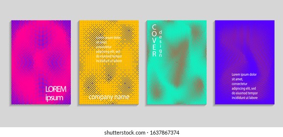 Minimal abstract vector halftone cover design template. Future geometric gradient background. Vector templates for placards, banners, flyers, presentations and reports