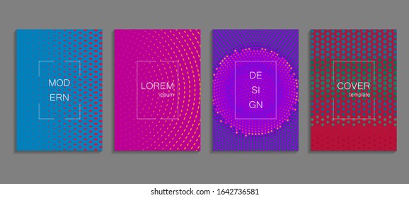 Minimal abstract vector halftone cover design template. Future geometric gradient background. Vector templates for placards, banners, flyers, presentations and reports