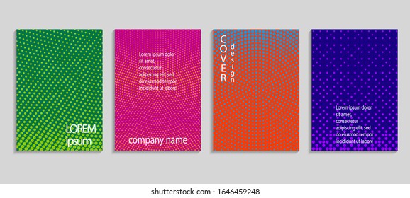 Minimal abstract vector halftone cover design template. Future geometric gradient background. Vector templates for placards, banners, flyers, presentations and reports