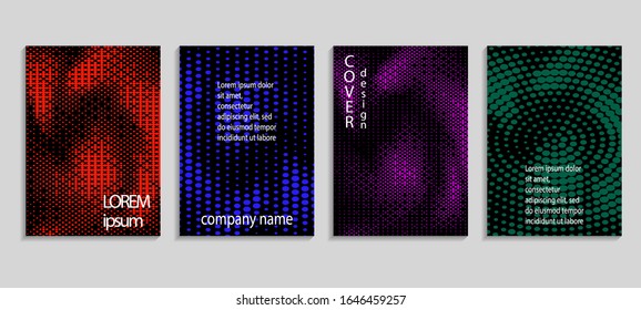 Minimale abstrakte Vektorillustration-Halftone-Cover-Design-Vorlage. Künftiger geometrischer Farbverlauf-Hintergrund. Vorlagen für Vektorillustrationen für Plakate, Banner, Flyer, Präsentationen und Berichte