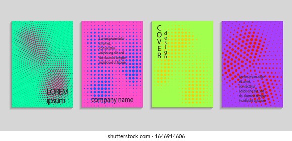 Minimal abstract vector halftone cover design template. Future geometric gradient background. Vector templates for placards, banners, flyers, presentations and reports