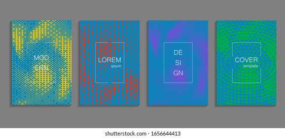 Minimal abstract vector halftone cover design template. Future geometric gradient background. Vector templates for placards, banners, flyers, presentations and reports