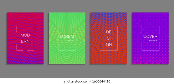 Minimale abstrakte Vektorillustration-Halftone-Cover-Design-Vorlage. Künftiger geometrischer Farbverlauf-Hintergrund. Vorlagen für Vektorillustrationen für Plakate, Banner, Flyer, Präsentationen und Berichte