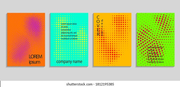 Minimal abstract vector halftone cover design template. Future geometric gradient background. Vector templates for placards, banners, flyers, presentations and reports