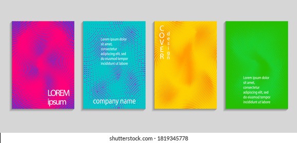 Plantilla mínima de diseño de cobertura de medio tono de vector abstracto. Fondo de degradado geométrico futuro. Plantillas vectoriales para carteles, pancartas, volantes, presentaciones e informes