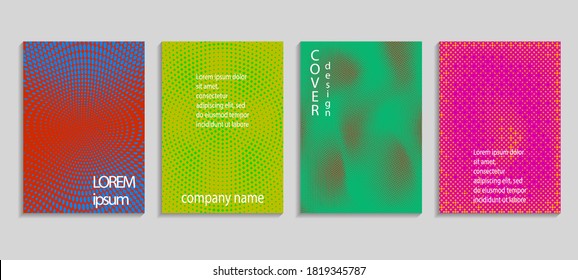 Minimal abstract vector halftone cover design template. Future geometric gradient background. Vector templates for placards, banners, flyers, presentations and reports