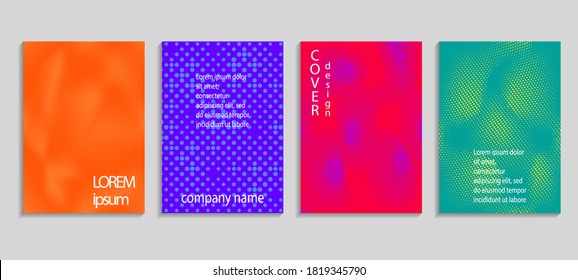 Minimal abstract vector halftone cover design template. Future geometric gradient background. Vector templates for placards, banners, flyers, presentations and reports