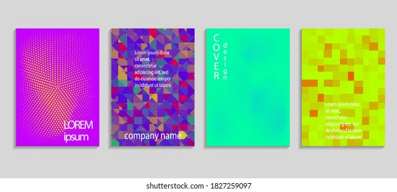 Plantilla mínima de diseño de cobertura de medio tono de vector abstracto. Fondo de degradado geométrico futuro. Plantillas vectoriales para carteles, pancartas, volantes, presentaciones e informes