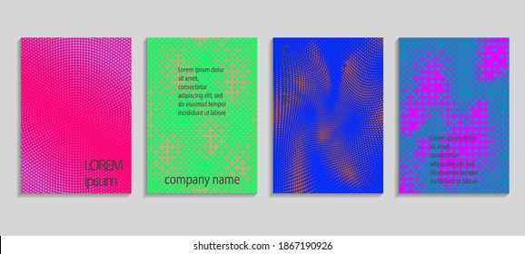 Plantilla mínima de diseño de cobertura de medio tono de vector abstracto. Fondo de degradado geométrico futuro. Plantillas vectoriales para carteles, pancartas, volantes, presentaciones e informes