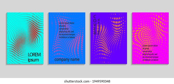 Plantilla mínima de diseño de cobertura de medio tono de vector abstracto. Fondo de degradado geométrico futuro. Plantillas vectoriales para carteles, pancartas, volantes, presentaciones e informes