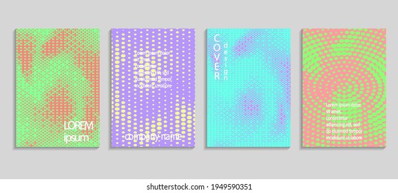 Minimal abstract vector halftone cover design template. Future geometric gradient background. Vector templates for placards, banners, flyers, presentations and reports