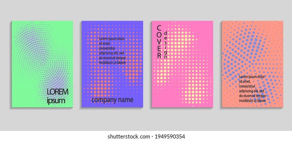 Minimal abstract vector halftone cover design template. Future geometric gradient background. Vector templates for placards, banners, flyers, presentations and reports