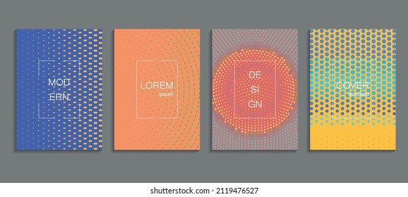 Plantilla mínima de diseño de cobertura de medio tono de vector abstracto. Fondo de degradado geométrico futuro.