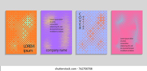 Minimal abstract vector halftone cover design template. Future geometric gradient background. Vector templates for placards, banners, flyers, presentations and reports