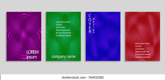 Minimal abstract vector halftone cover design template. Future geometric gradient background. Vector templates for placards, banners, flyers, presentations and reports