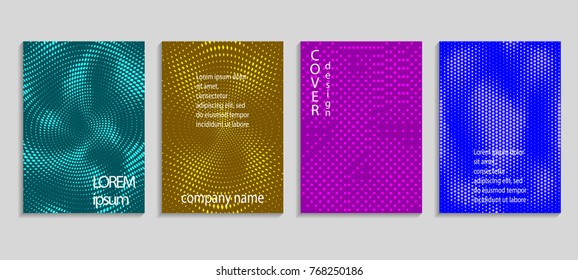 Minimal abstract vector halftone cover design template. Future geometric gradient background. Vector templates for placards, banners, flyers, presentations and reports