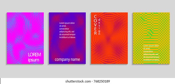 Minimal abstract vector halftone cover design template. Future geometric gradient background. Vector templates for placards, banners, flyers, presentations and reports