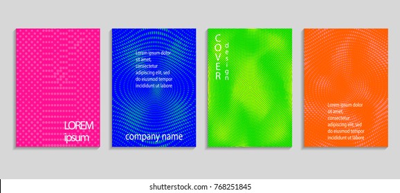 Minimal abstract vector halftone cover design template. Future geometric gradient background. Vector templates for placards, banners, flyers, presentations and reports