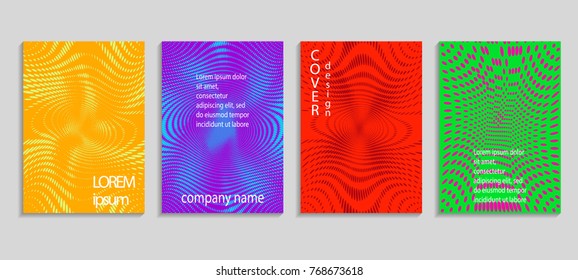 Minimal abstract vector halftone cover design template. Future geometric gradient background. Vector templates for placards, banners, flyers, presentations and reports