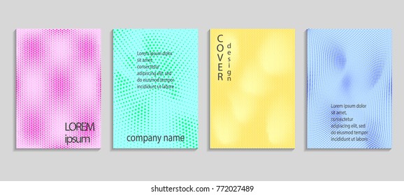 Minimal abstract vector halftone cover design template. Future geometric gradient background. Vector templates for placards, banners, flyers, presentations and reports