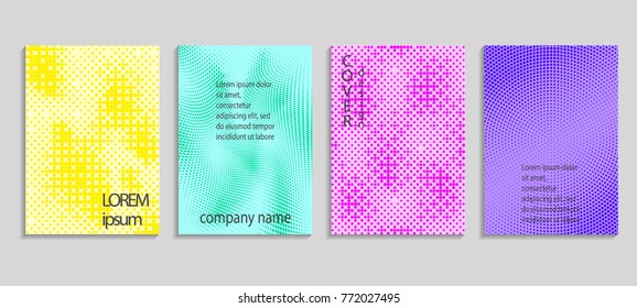 Minimal abstract vector halftone cover design template. Future geometric gradient background. Vector templates for placards, banners, flyers, presentations and reports