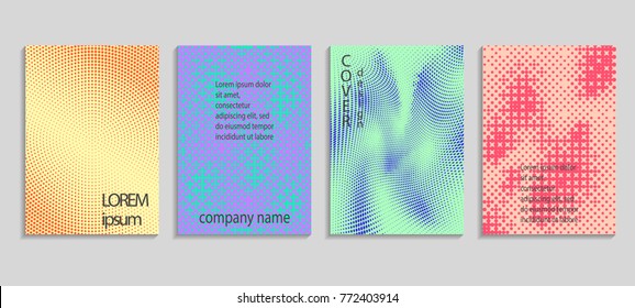 Minimal abstract vector halftone cover design template. Future geometric gradient background. Vector templates for placards, banners, flyers, presentations and reports