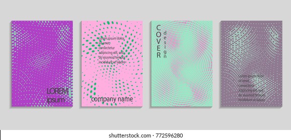 Minimal abstract vector halftone cover design template. Future geometric gradient background. Vector templates for placards, banners, flyers, presentations and reports