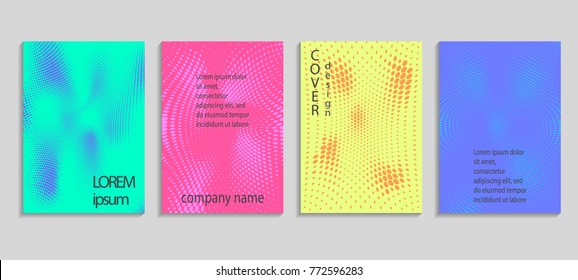 Minimal abstract vector halftone cover design template. Future geometric gradient background. Vector templates for placards, banners, flyers, presentations and reports