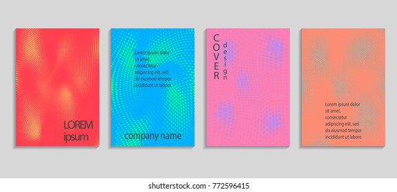 Minimal abstract vector halftone cover design template. Future geometric gradient background. Vector templates for placards, banners, flyers, presentations and reports