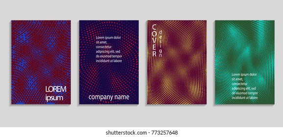 Minimal abstract vector halftone cover design template. Future geometric gradient background. Vector templates for placards, banners, flyers, presentations and reports