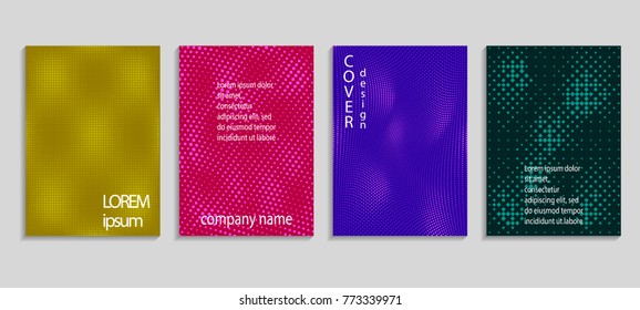 Minimal abstract vector halftone cover design template. Future geometric gradient background. Vector templates for placards, banners, flyers, presentations and reports