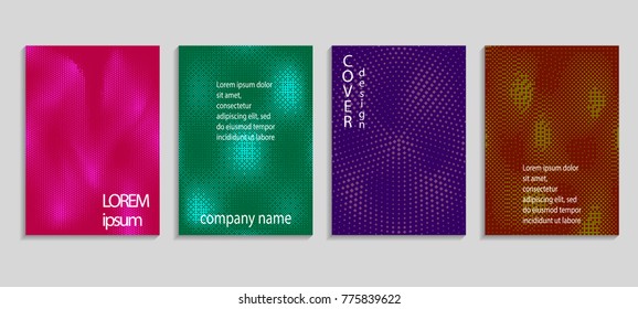 Minimal abstract vector halftone cover design template. Future geometric gradient background. Vector templates for placards, banners, flyers, presentations and reports