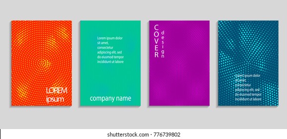 Minimal abstract vector halftone cover design template. Future geometric gradient background. Vector templates for placards, banners, flyers, presentations and reports