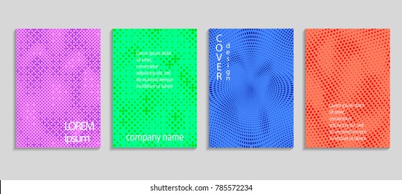 Minimal abstract vector halftone cover design template. Future geometric gradient background. Vector templates for placards, banners, flyers, presentations and reports