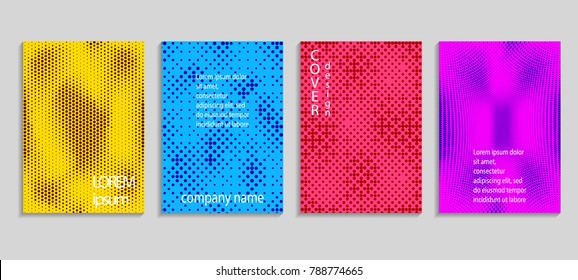 Minimal abstract vector halftone cover design template. Future geometric gradient background. Vector templates for placards, banners, flyers, presentations and reports