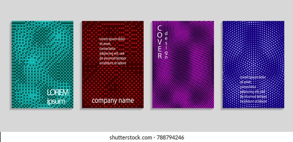 Minimal abstract vector halftone cover design template. Future geometric gradient background. Vector templates for placards, banners, flyers, presentations and reports