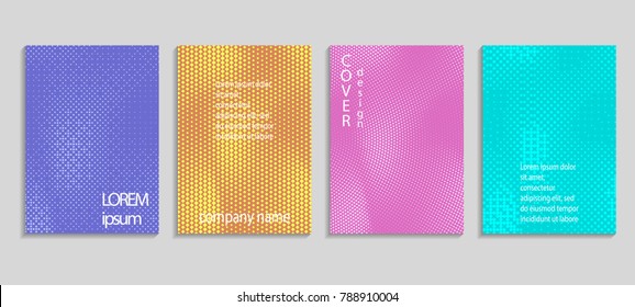 Minimal abstract vector halftone cover design template. Future geometric gradient background. Vector templates for placards, banners, flyers, presentations and reports