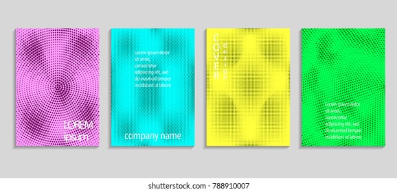 Minimal abstract vector halftone cover design template. Future geometric gradient background. Vector templates for placards, banners, flyers, presentations and reports