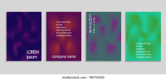 Minimal abstract vector halftone cover design template. Future geometric gradient background. Vector templates for placards, banners, flyers, presentations and reports