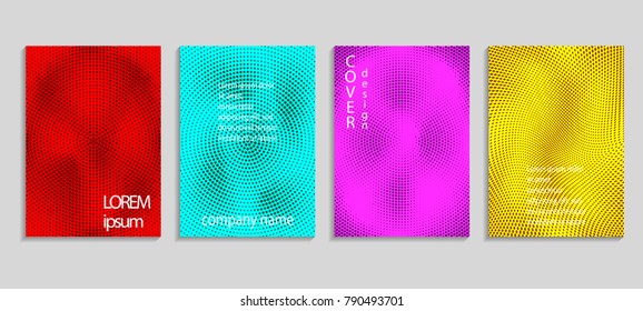 Minimal abstract vector halftone cover design template. Future geometric gradient background. Vector templates for placards, banners, flyers, presentations and reports