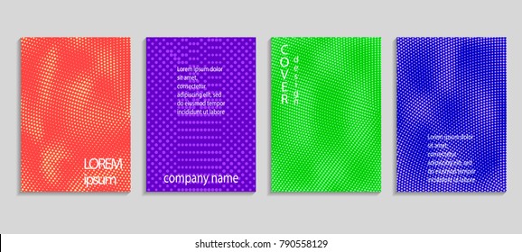 Minimal abstract vector halftone cover design template. Future geometric gradient background. Vector templates for placards, banners, flyers, presentations and reports