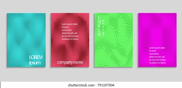 Minimal abstract vector halftone cover design template. Future geometric gradient background. Vector templates for placards, banners, flyers, presentations and reports